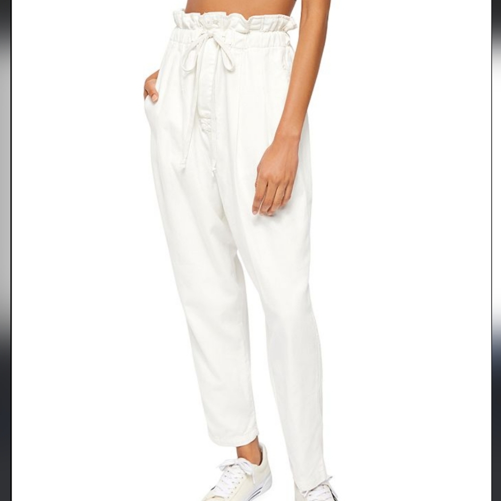FREE PEOPLE Margate Pleated Drawstring Paperbag Ankle Pants